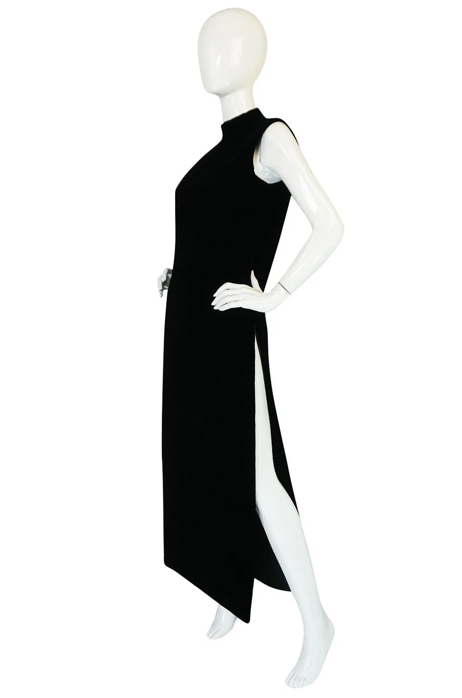 1960s Couture Pierre Cardin Black Velvet "Tabard" Dress