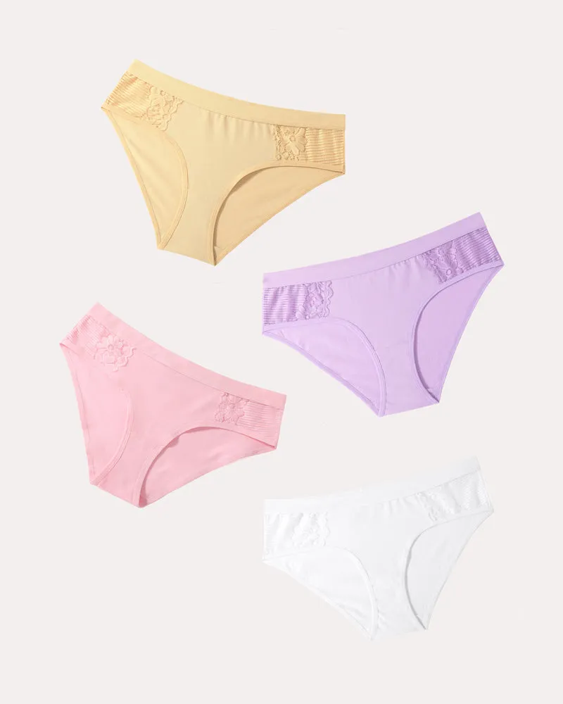 4 Pcs-Cotton Hipster Tanga Brief Bikini Panties