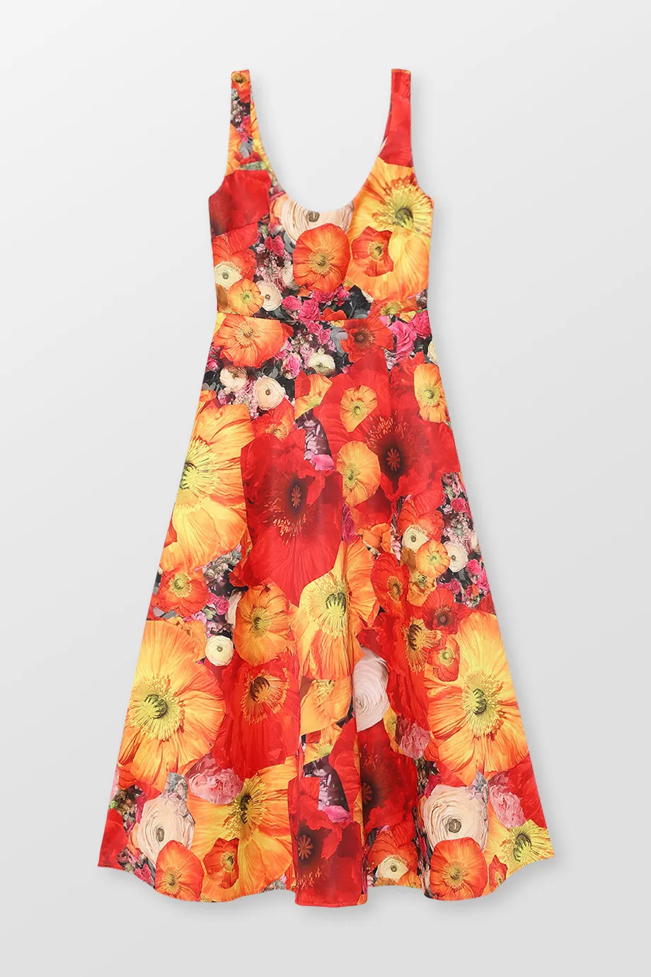 A-Line Floral Orange Dress