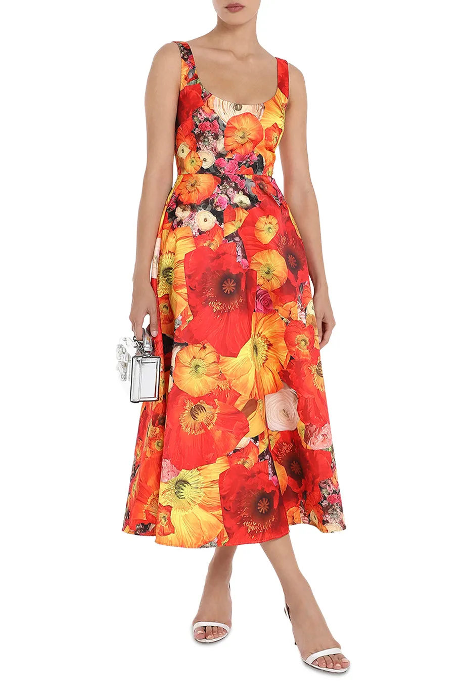 A-Line Floral Orange Dress