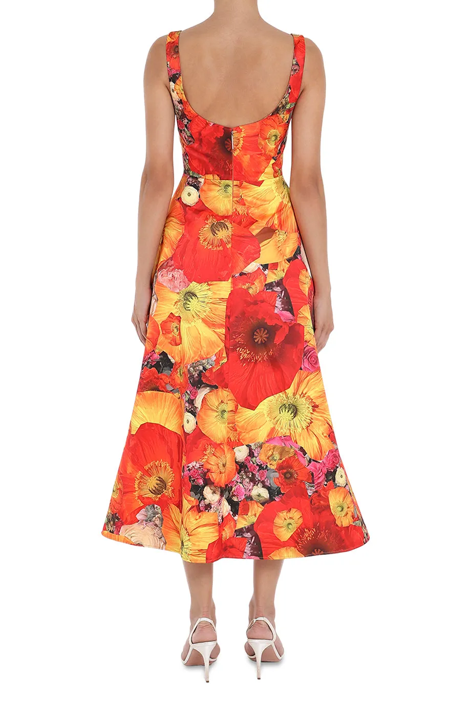 A-Line Floral Orange Dress