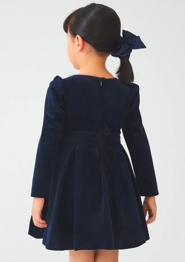 Abel & Lula Girls’ Navy Velvet Dress 5533