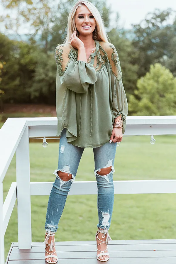 All Day Chic Lace Top in Sage