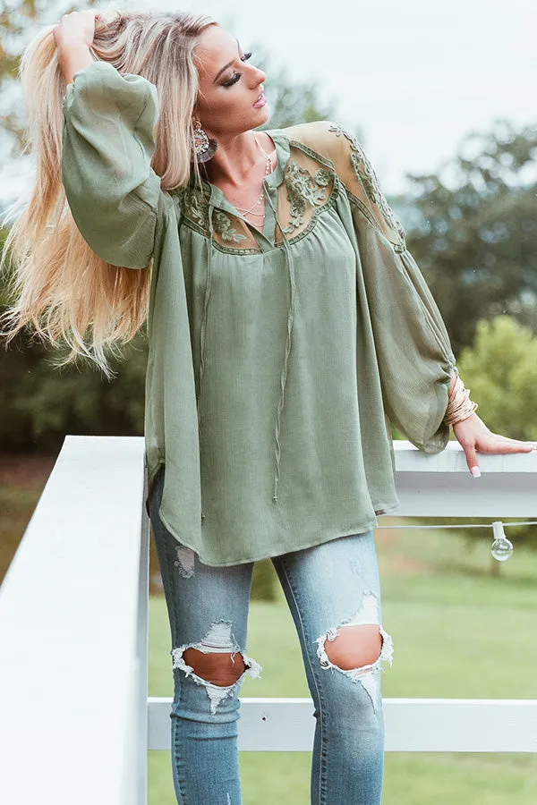 All Day Chic Lace Top in Sage