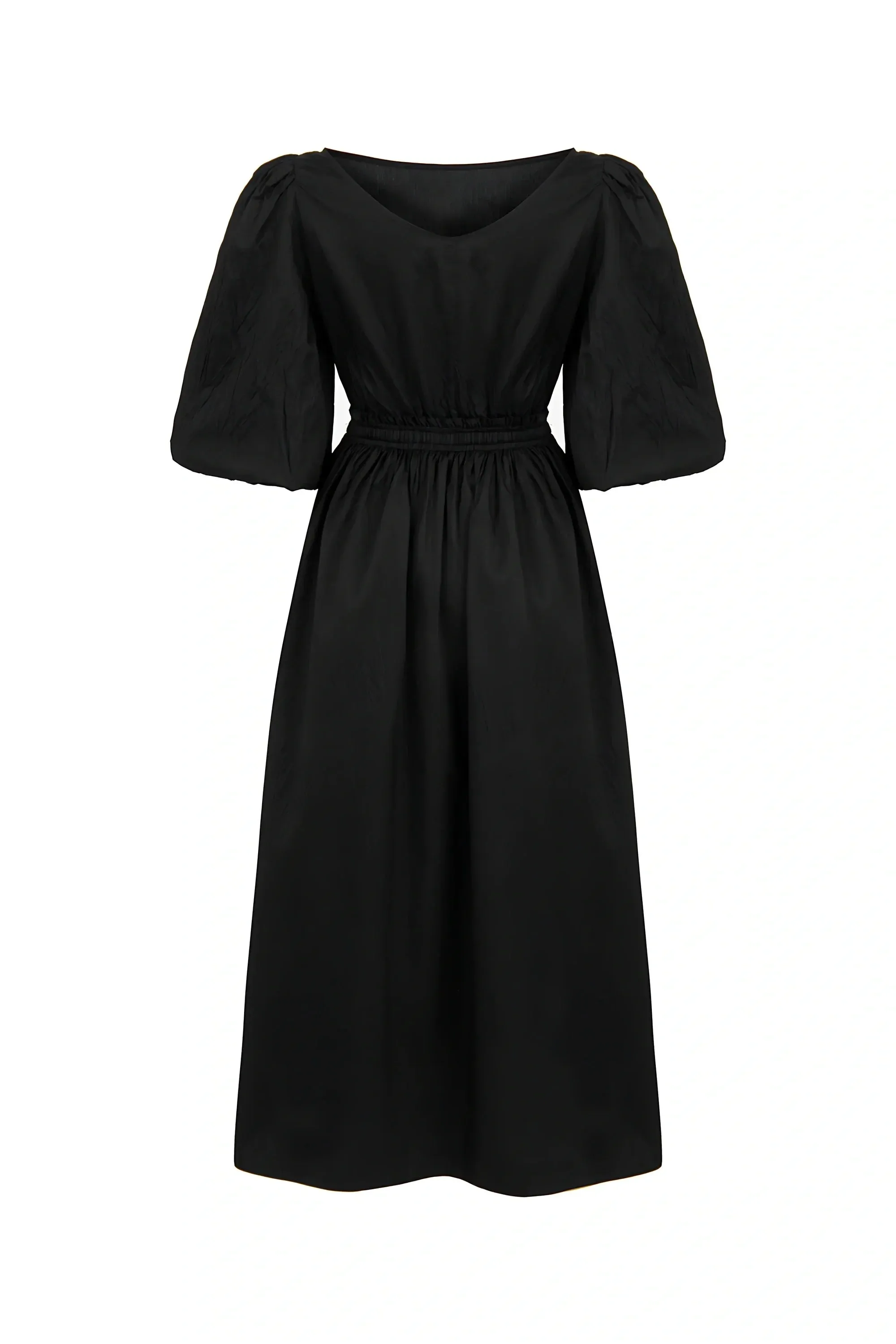 Balloon Sleeve Black Maxi Dress