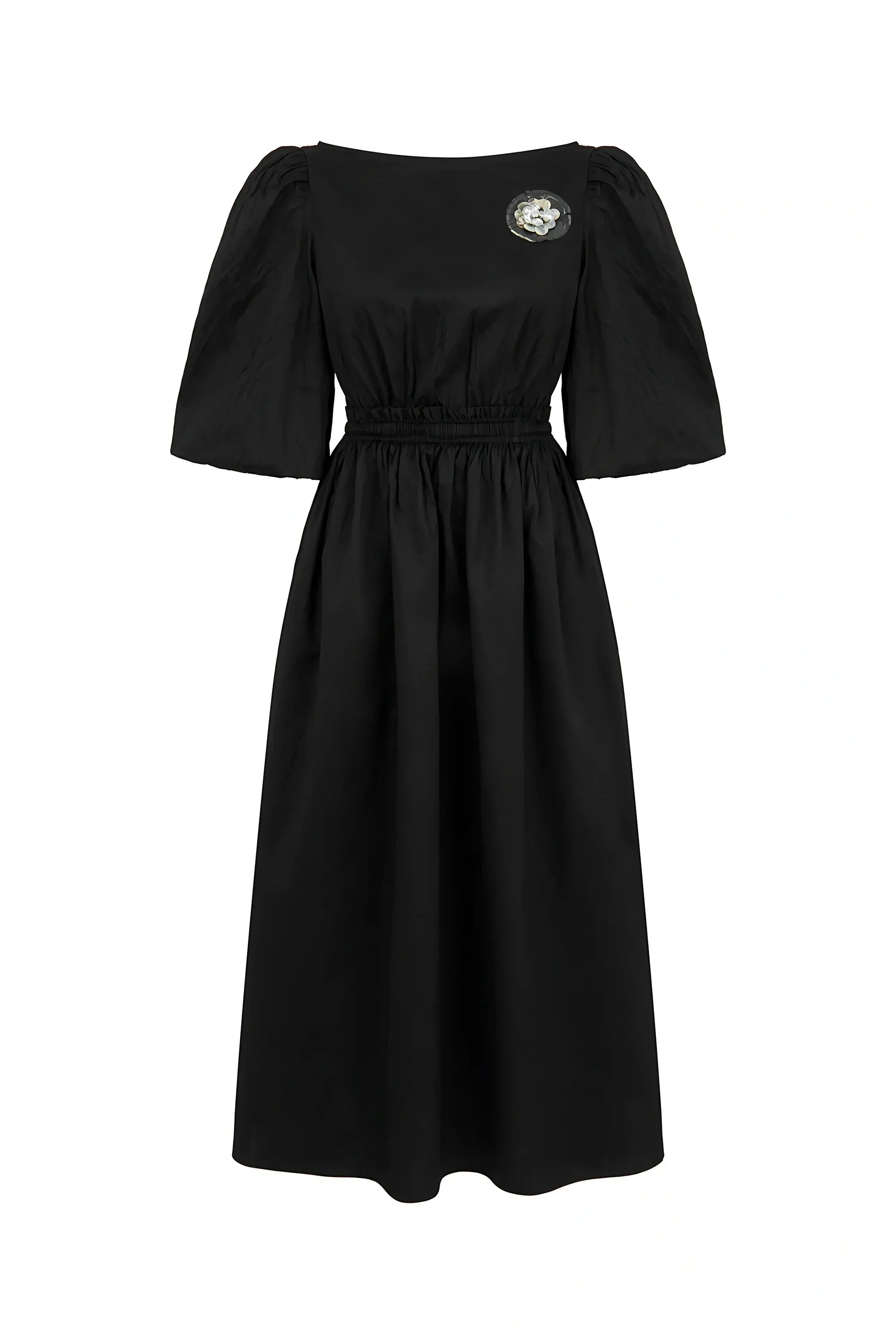 Balloon Sleeve Black Maxi Dress