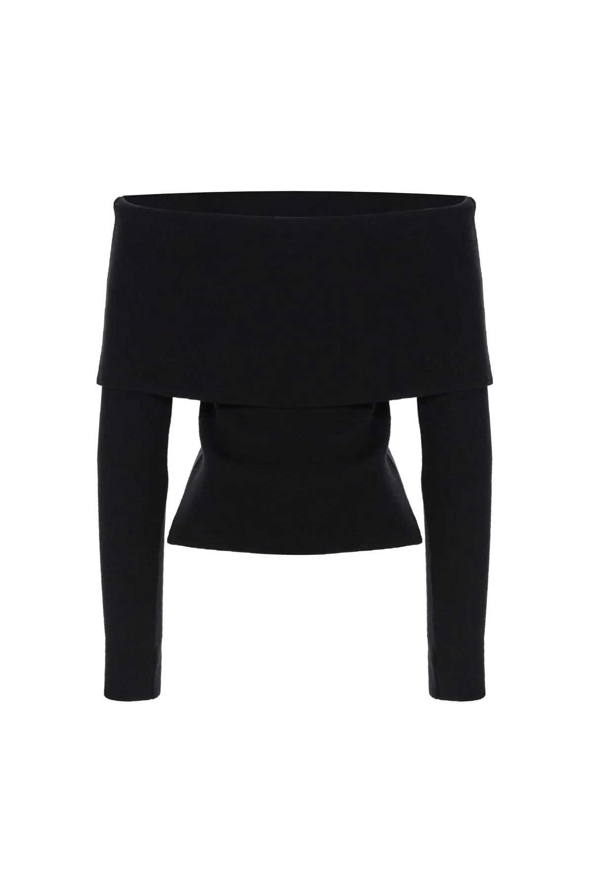 Bardot Neck Knit Black Sweater