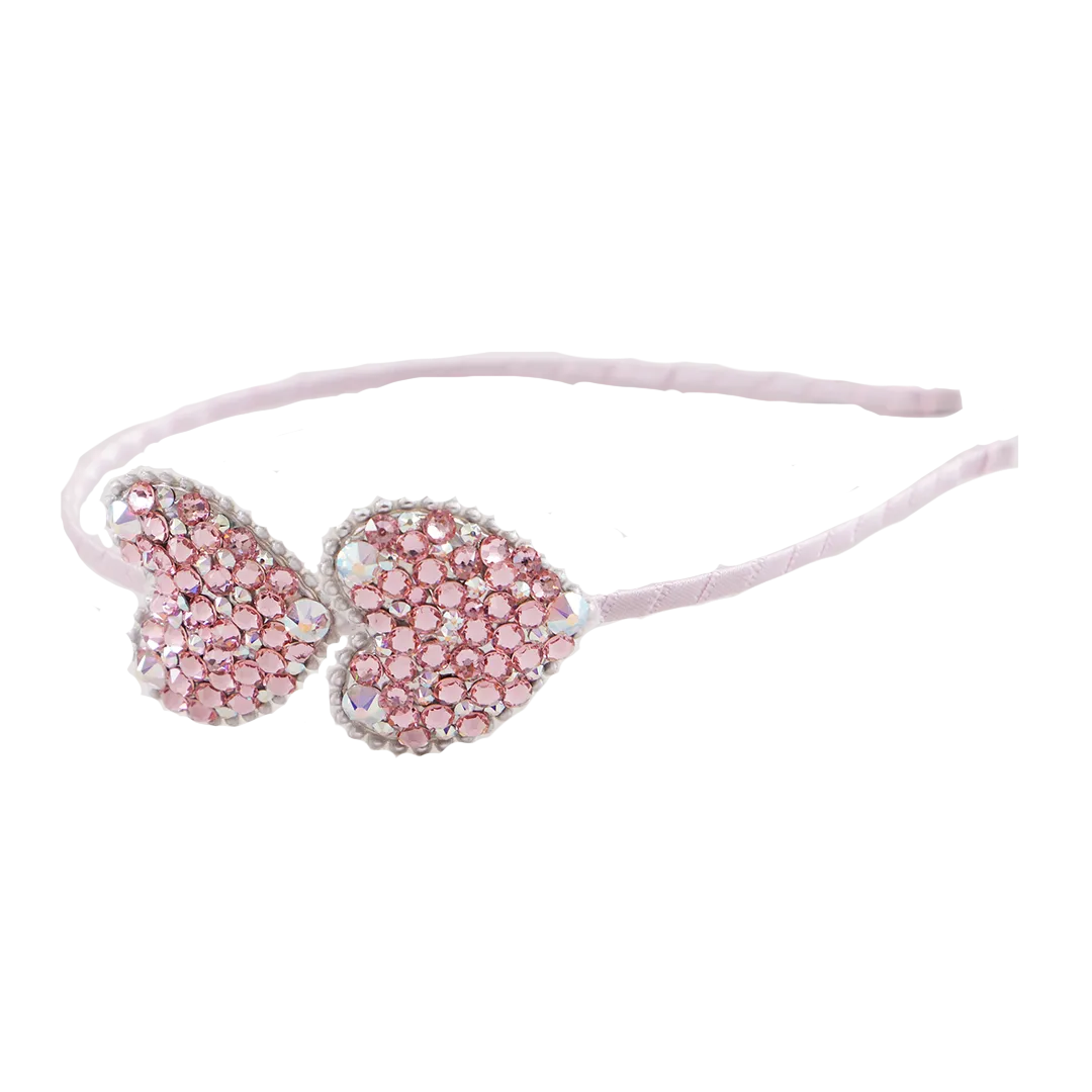 Bari Lynn Crystal Heart Headband - Light Pink