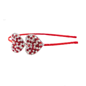 Bari Lynn Crystal Heart Headband - Red