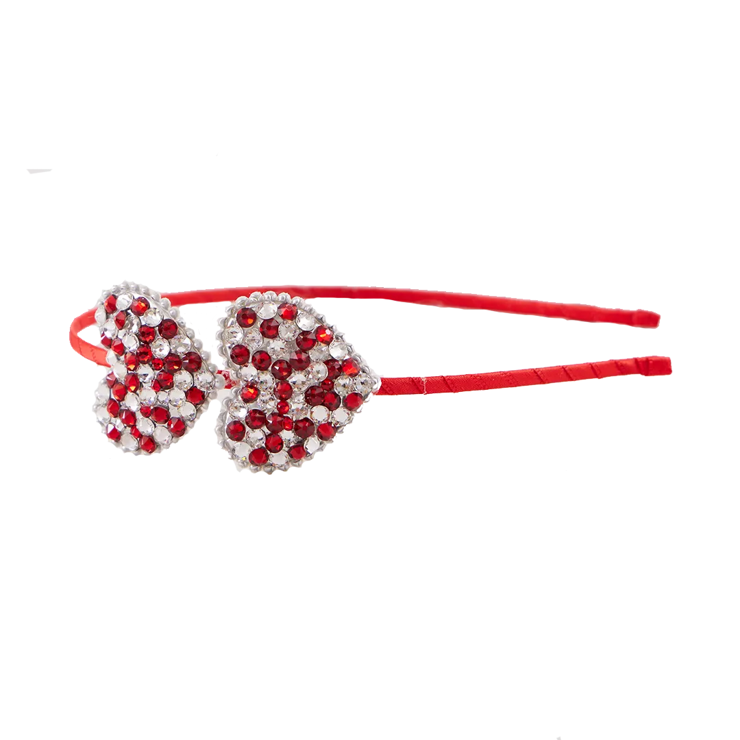 Bari Lynn Crystal Heart Headband - Red