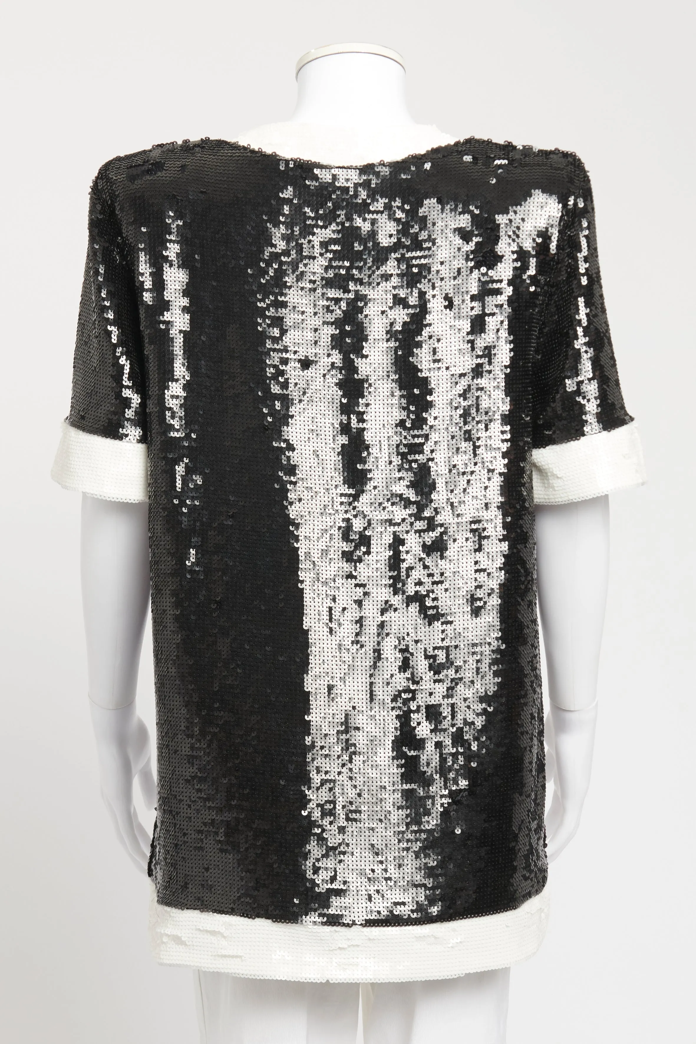 Black and White Sequin Preowned Long Top