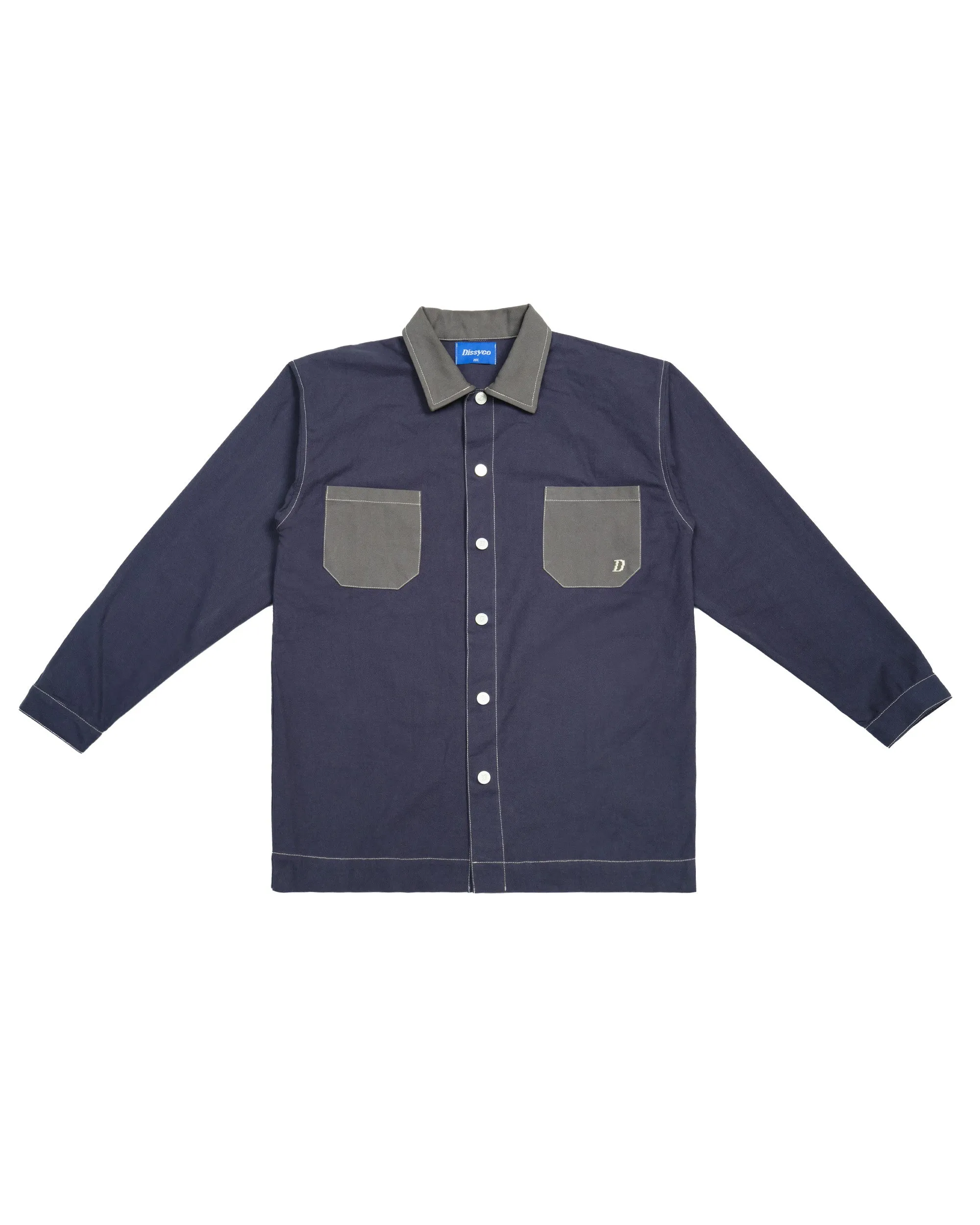 BUTTON UP LONG SHIRT (DARK BLUE)