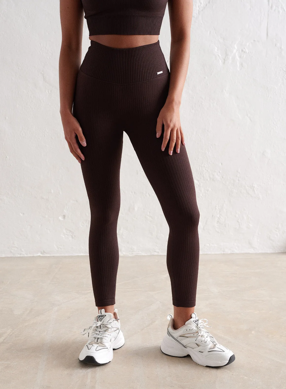 Cacao Ribbed Seamless Petite Tights