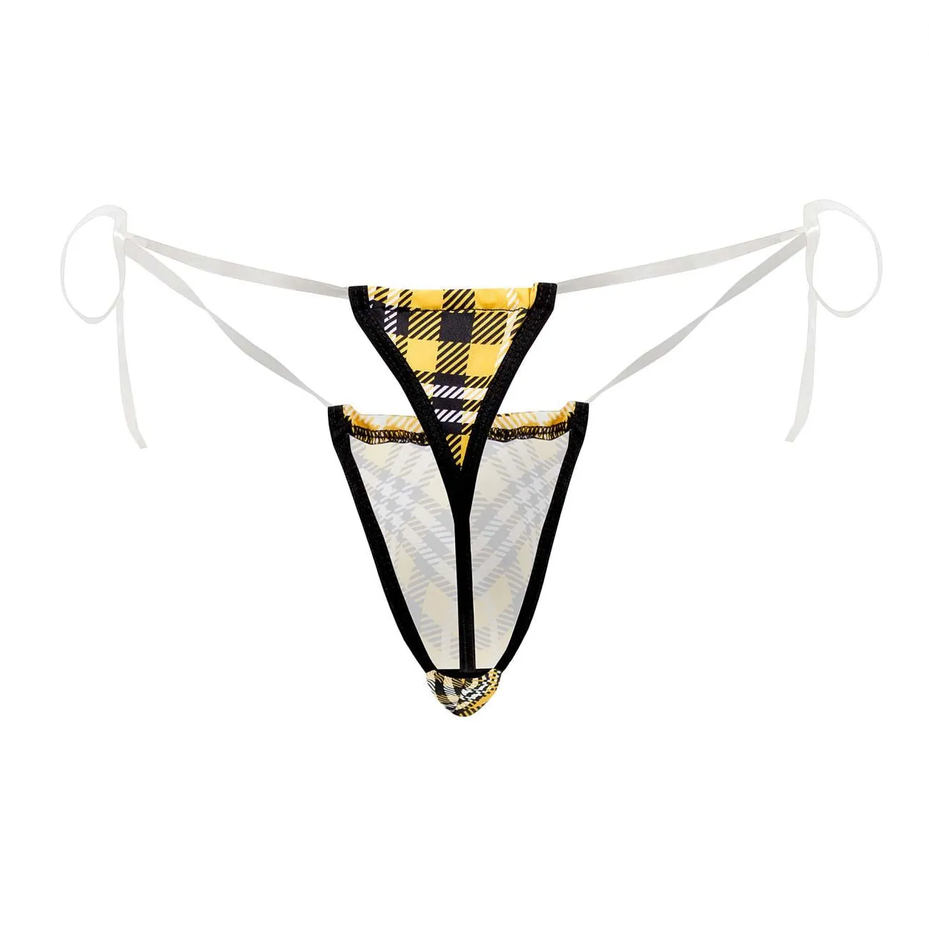 CandyMan 99571X Invisible Strap Micro G-String Yellow Print Plus Sizes