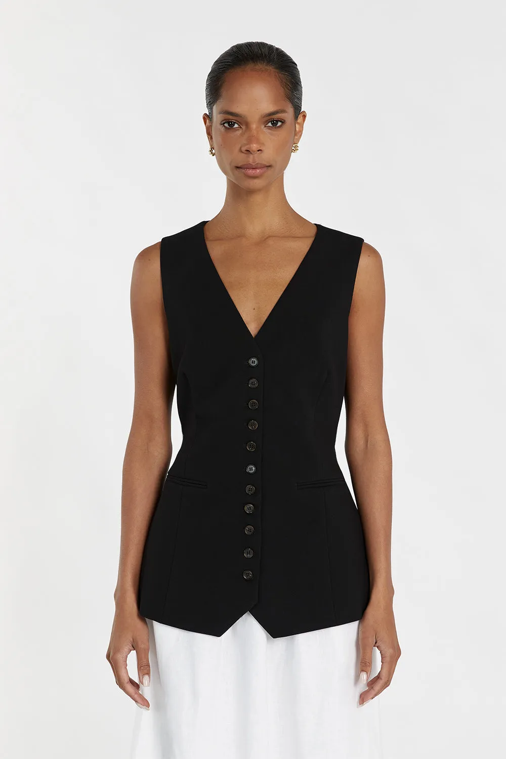 CELINE BLACK LONGLINE VEST