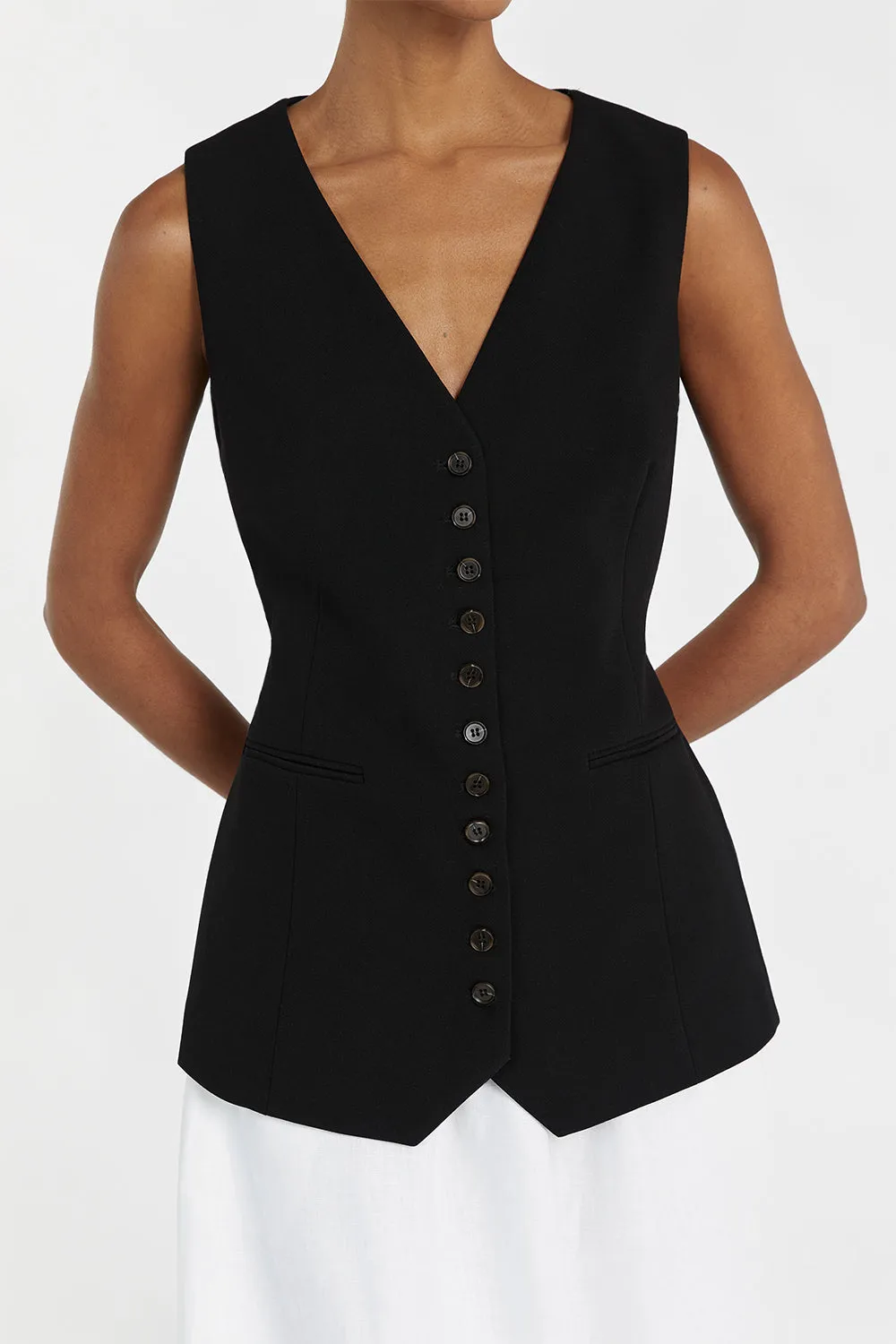 CELINE BLACK LONGLINE VEST