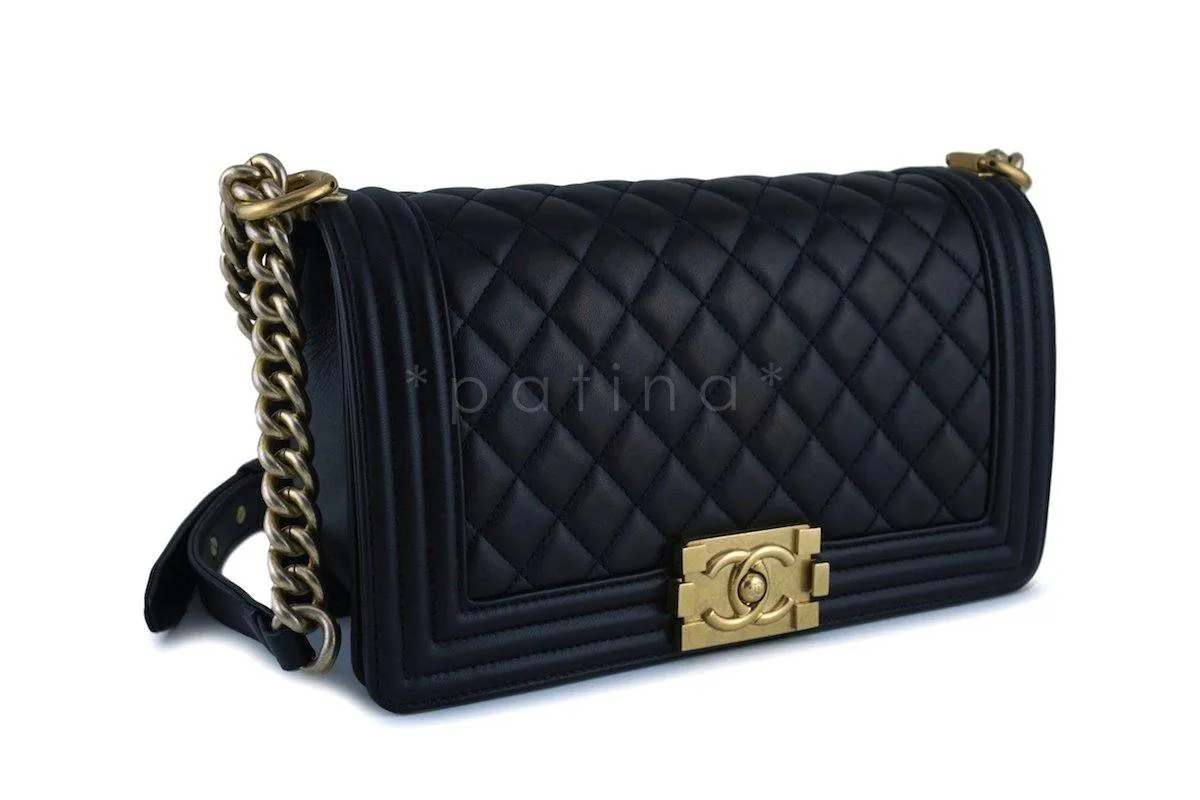 Chanel Black Boy Classic Flap, Medium Lambskin Bag GHW