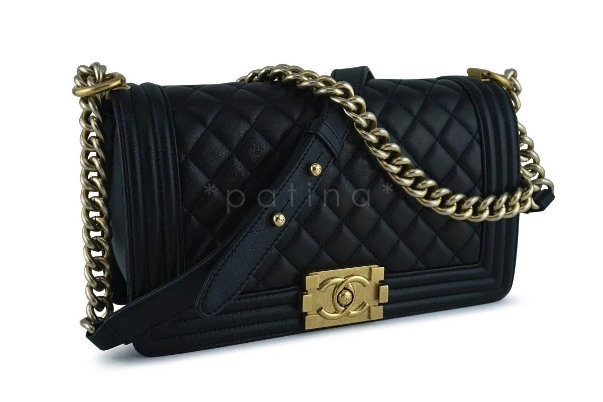 Chanel Black Boy Classic Flap, Medium Lambskin Bag GHW