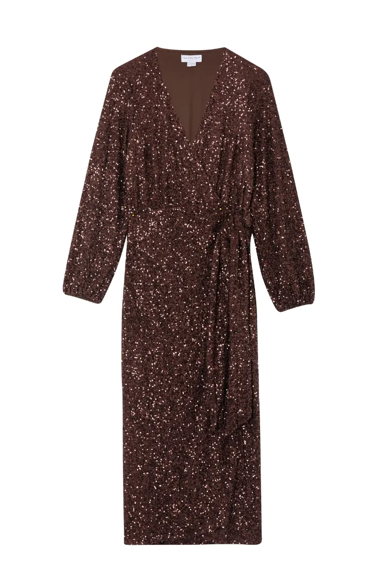 Chocolate Sequin Vienna Dress Petite