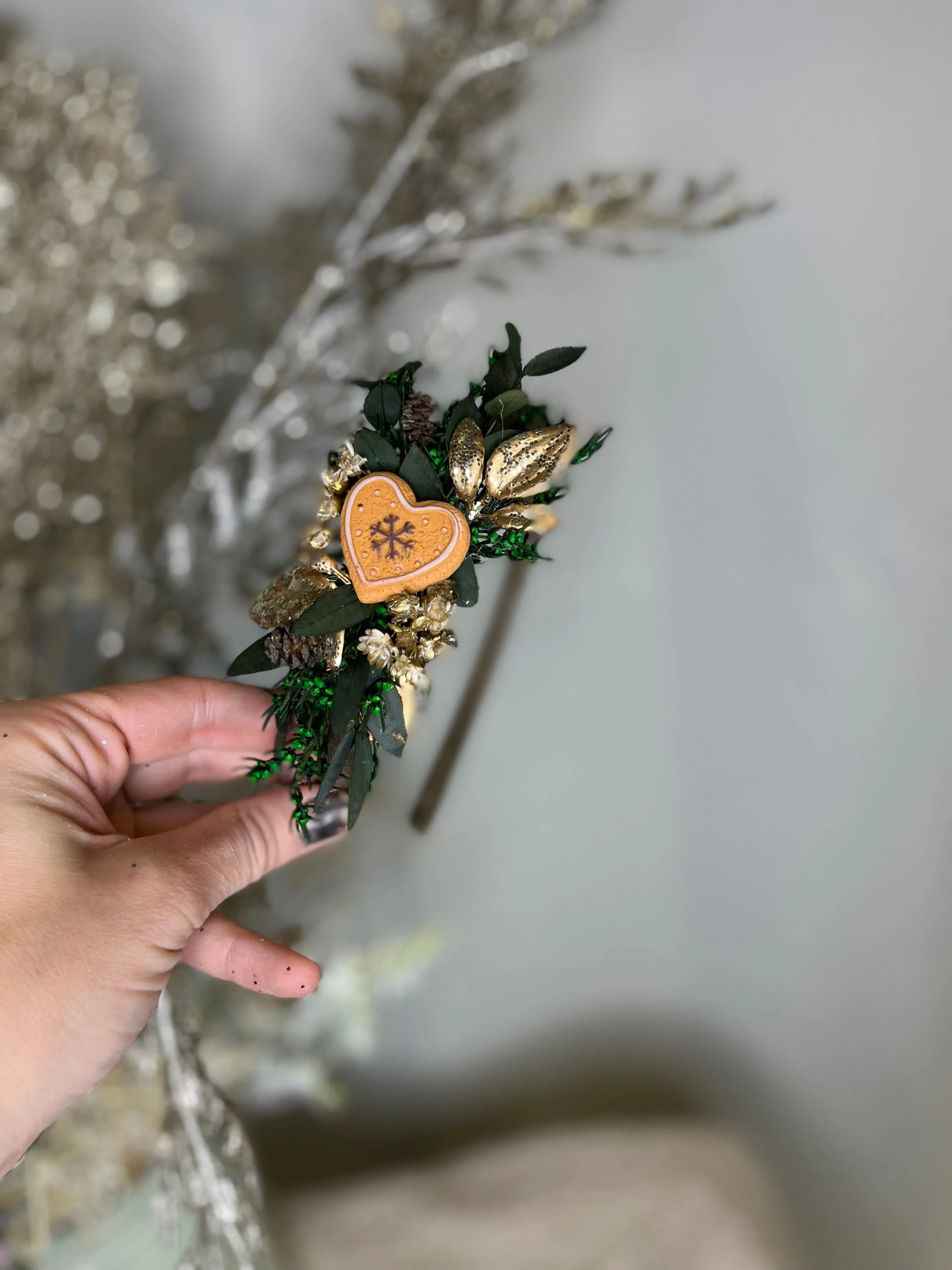 Christmas winter headband with gingerbread