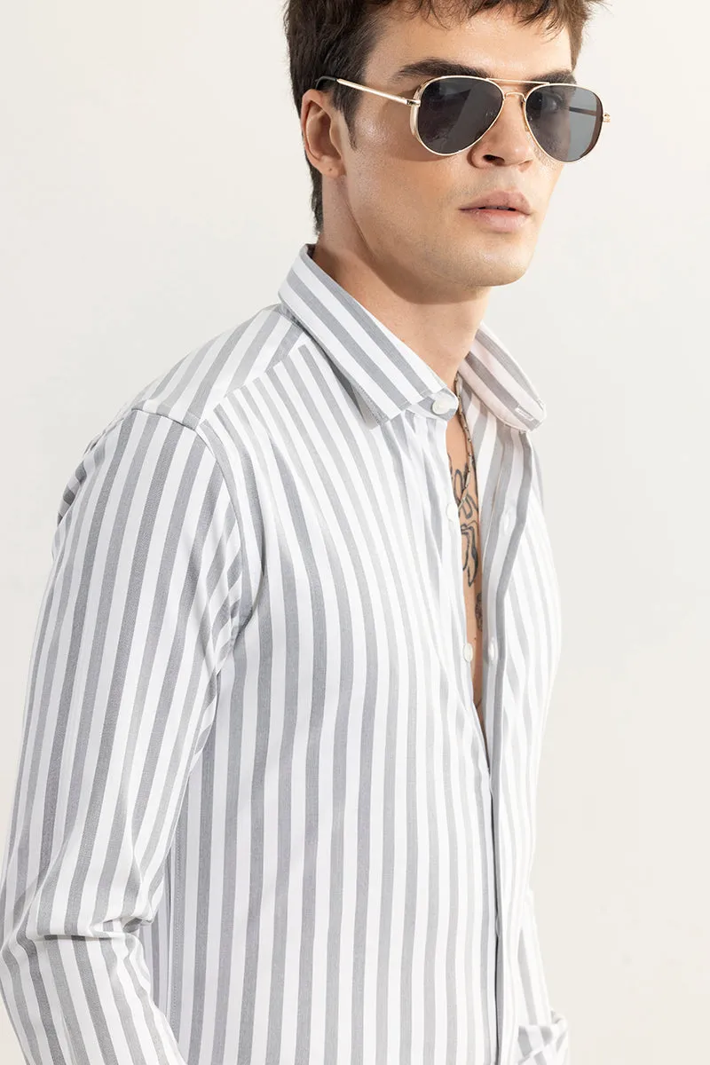 Coastal Stripe Grey Giza Cotton Shirt