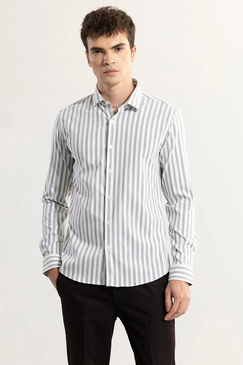 Coastal Stripe Grey Giza Cotton Shirt