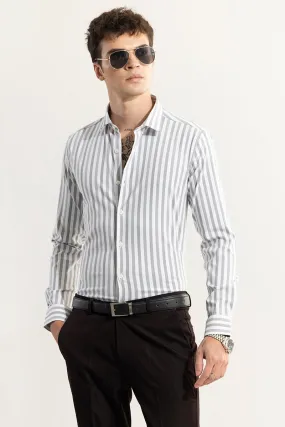 Coastal Stripe Grey Giza Cotton Shirt