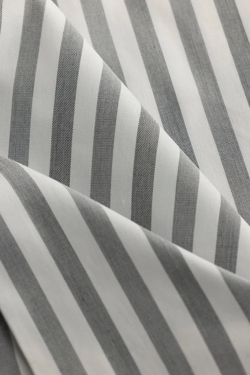 Coastal Stripe Grey Giza Cotton Shirt