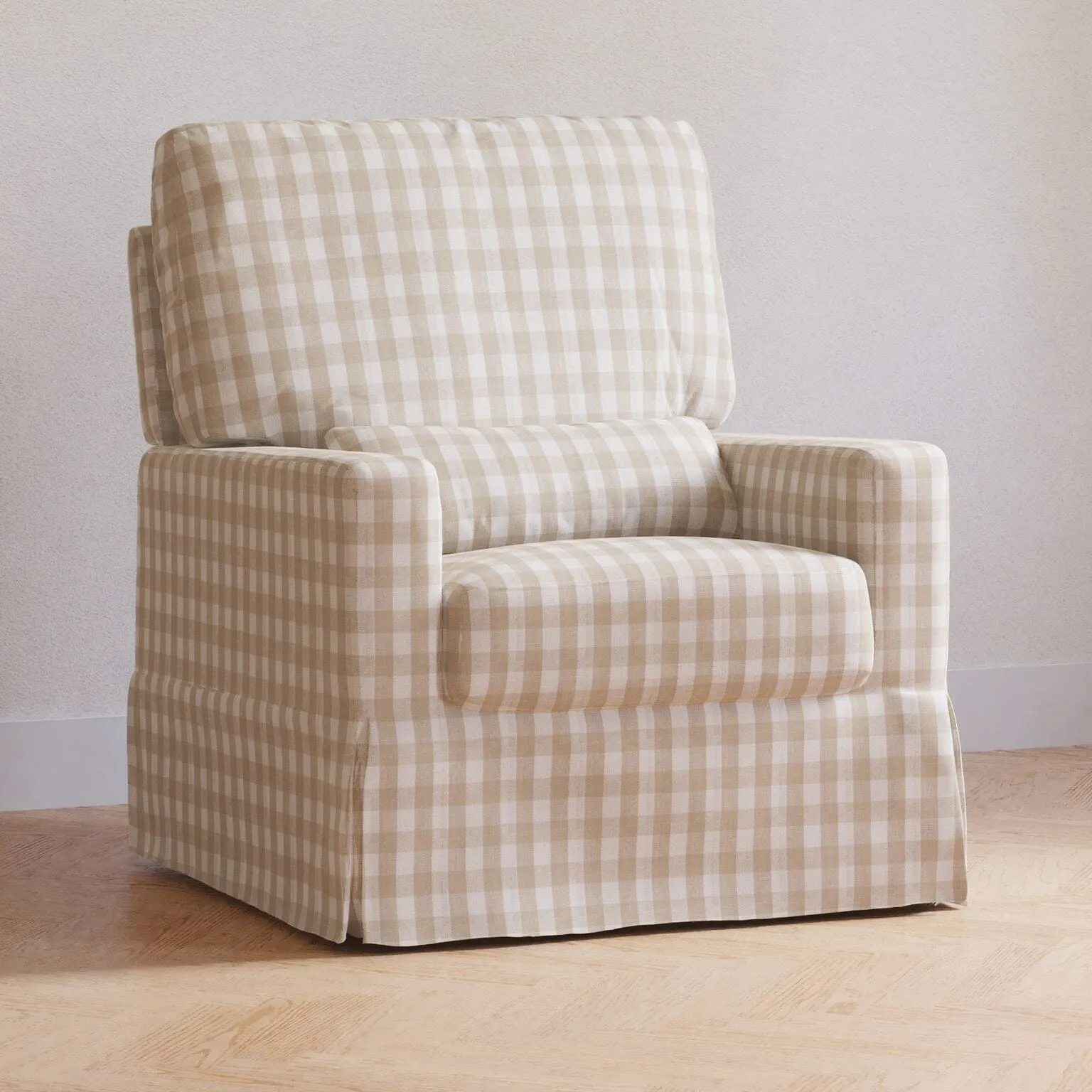 Crawford Pillowback Comfort Swivel Glider | Gingham