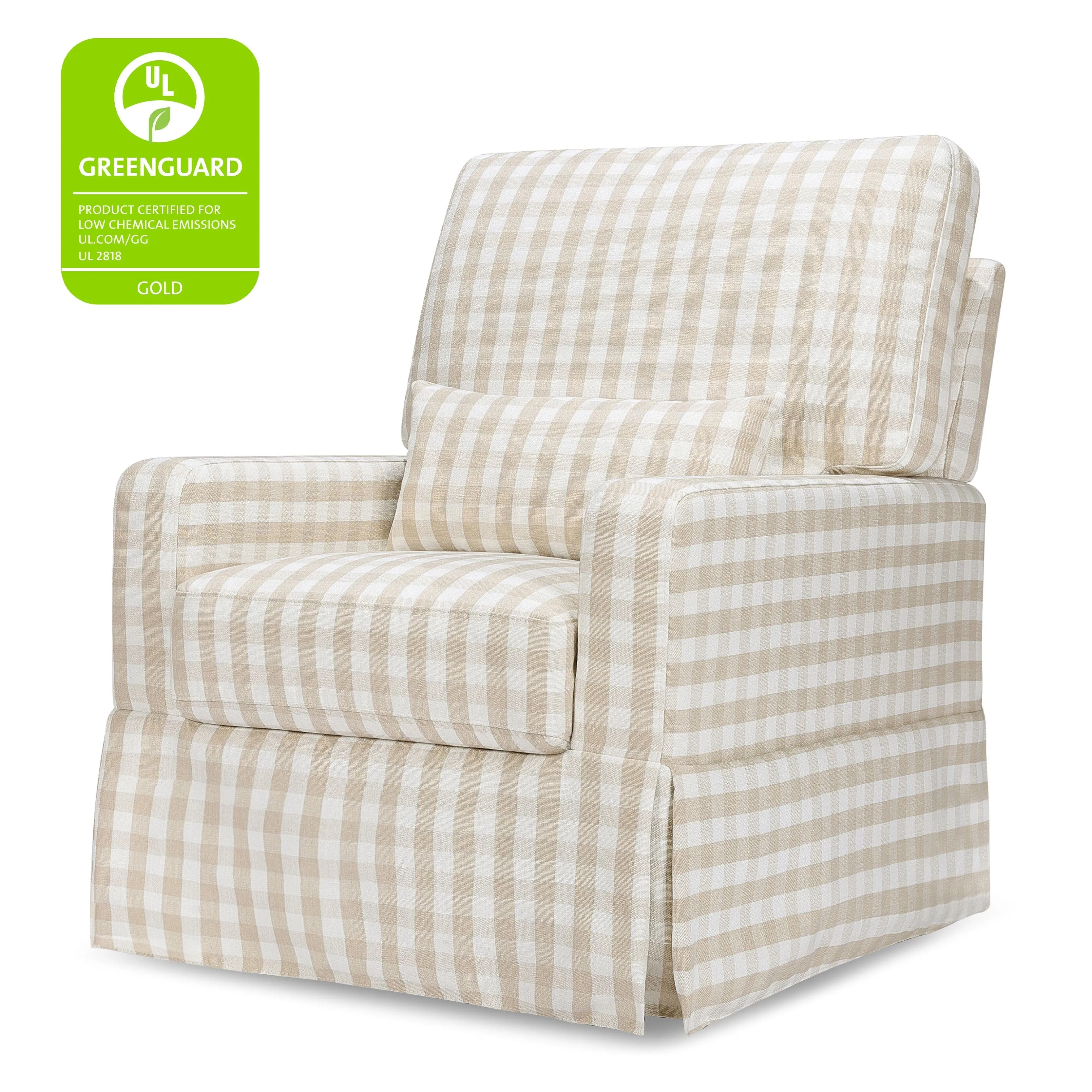 Crawford Pillowback Comfort Swivel Glider | Gingham