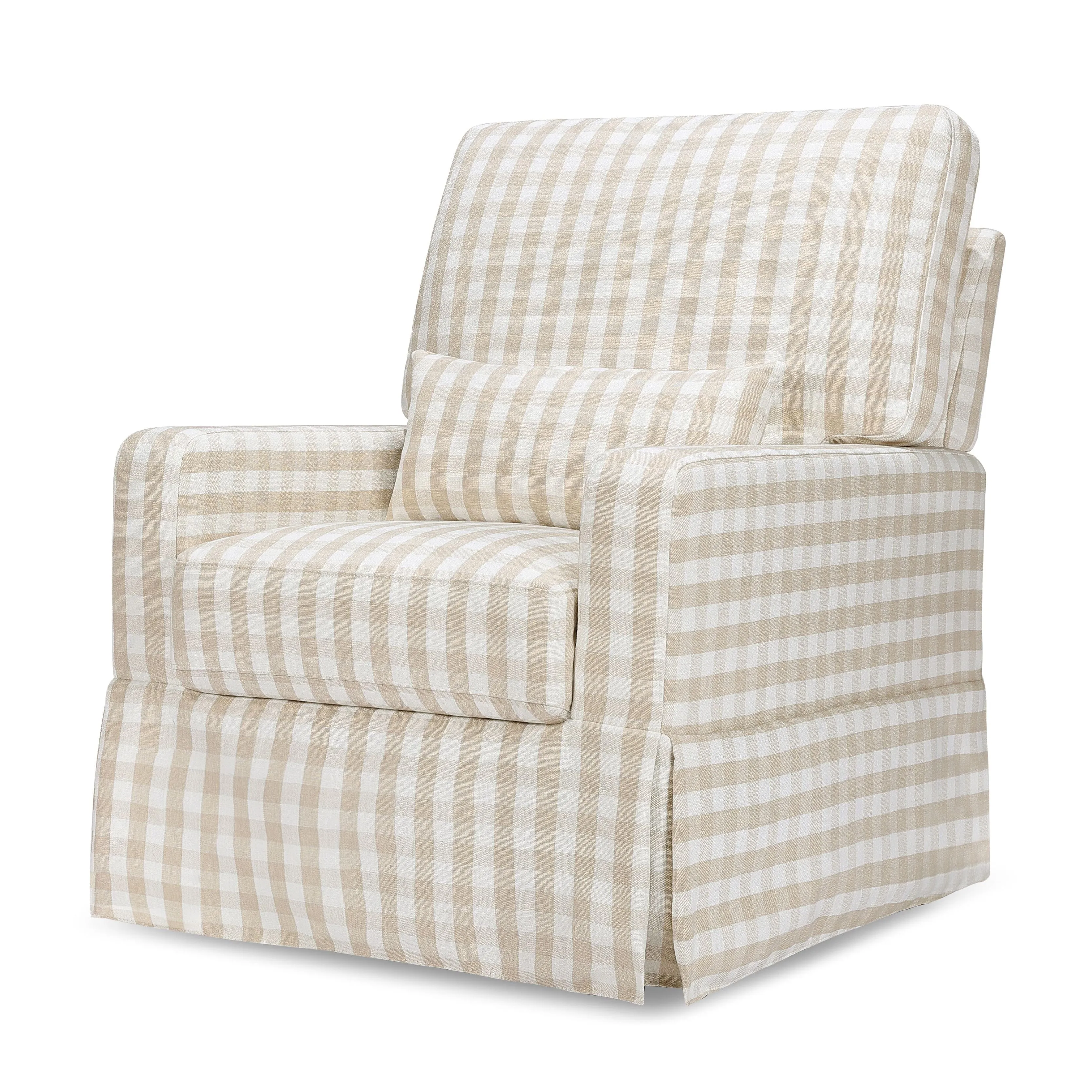 Crawford Pillowback Comfort Swivel Glider | Gingham