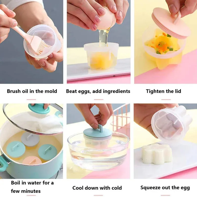 Cute Boiled Egg Mold4 PCS/Set With Brush