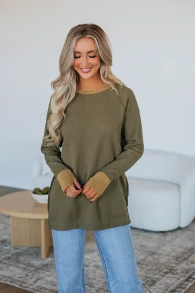 Dafina Knit Top - Dark Olive