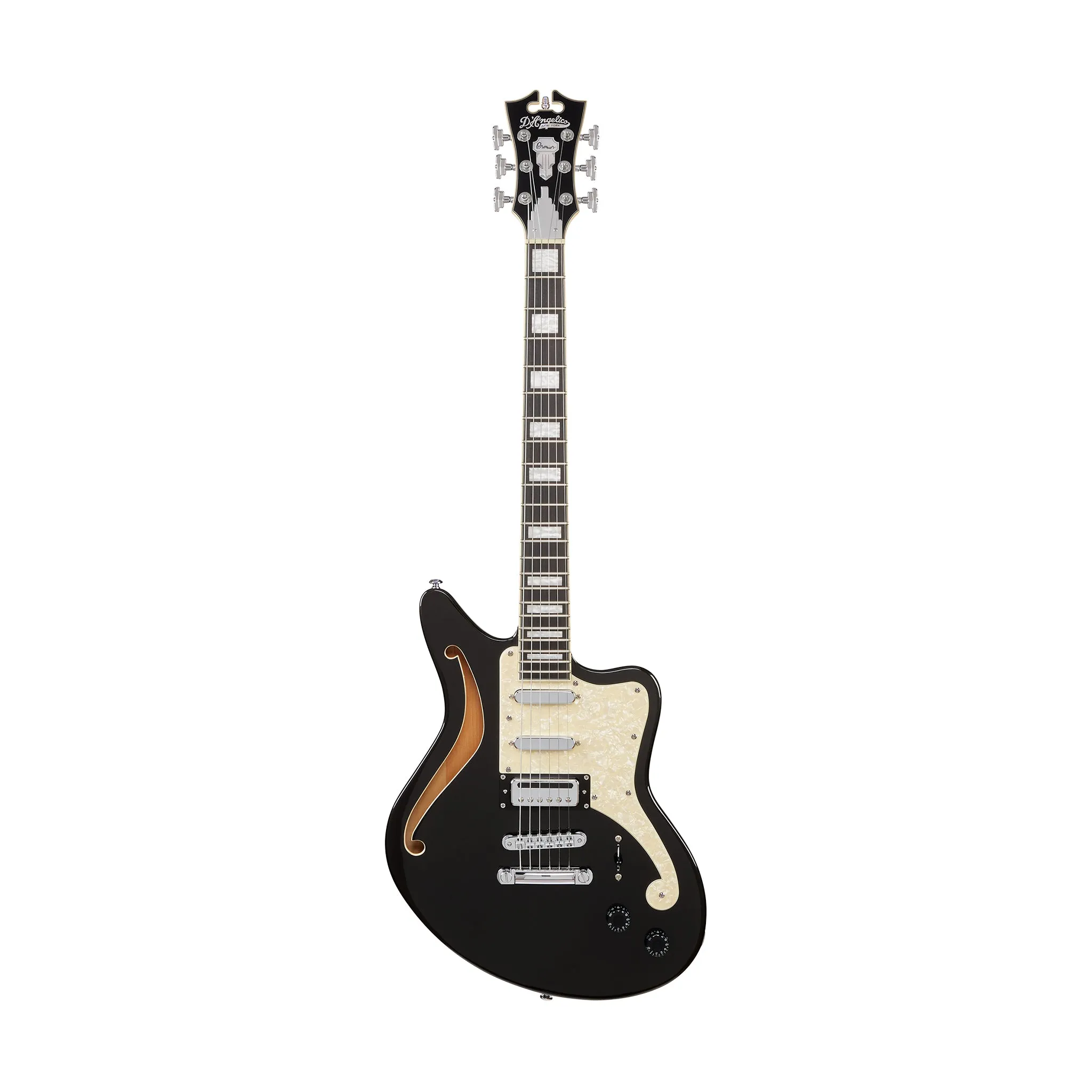 D'Angelico Premier Bedford Semi Hollow Electric Guitar, Black Flake