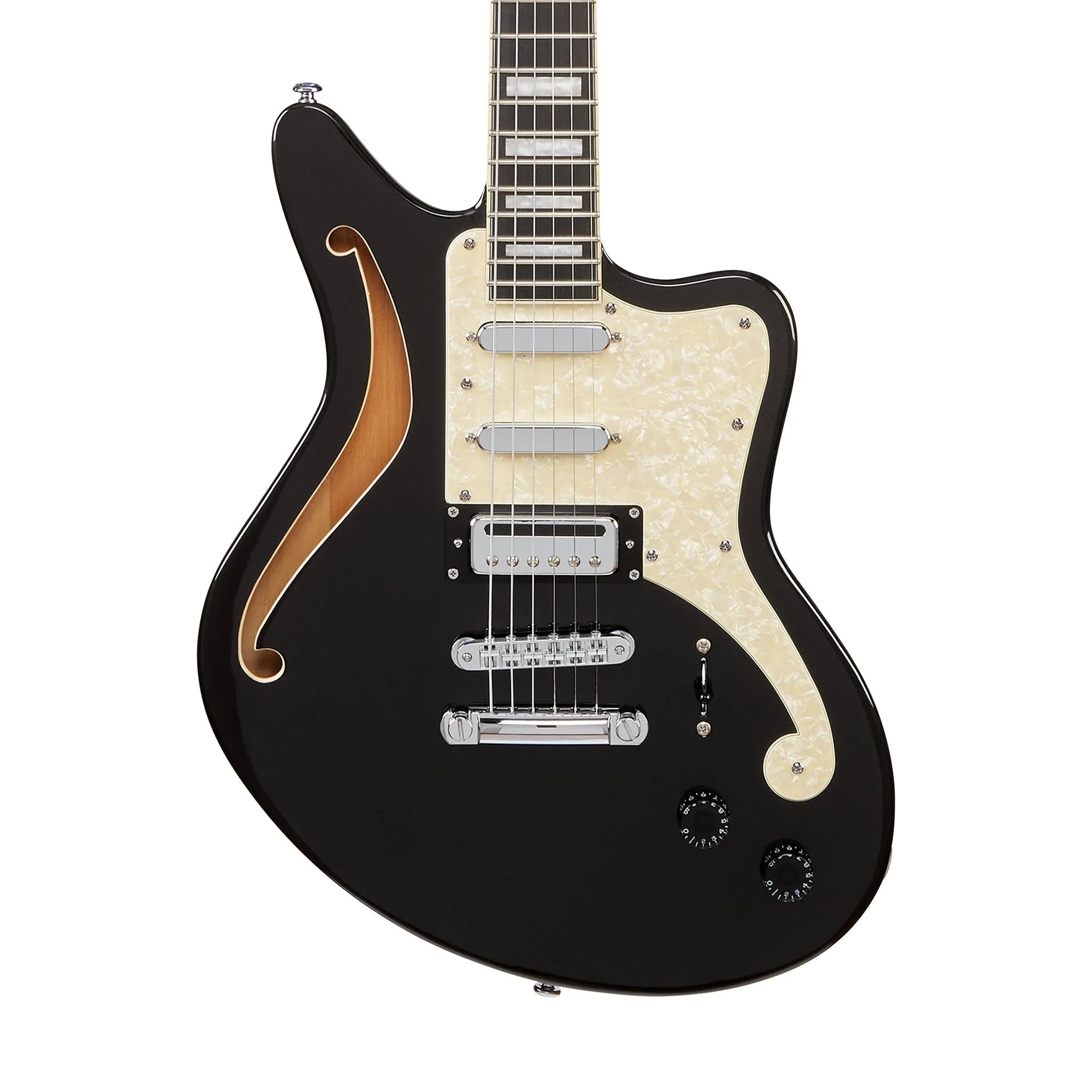 D'Angelico Premier Bedford Semi Hollow Electric Guitar, Black Flake