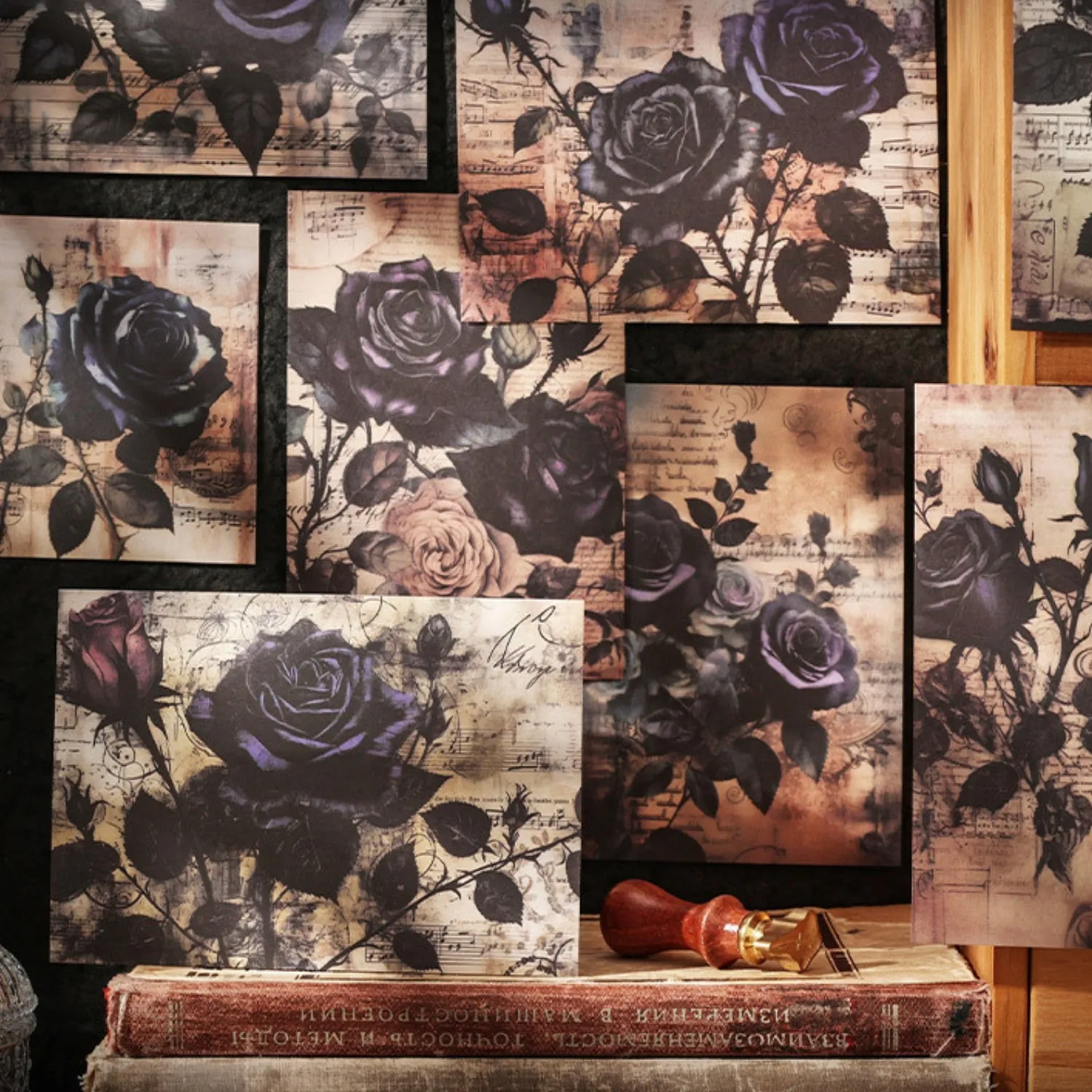 Dark Night Rose Series Dark Retro Style Decorative Background Paper