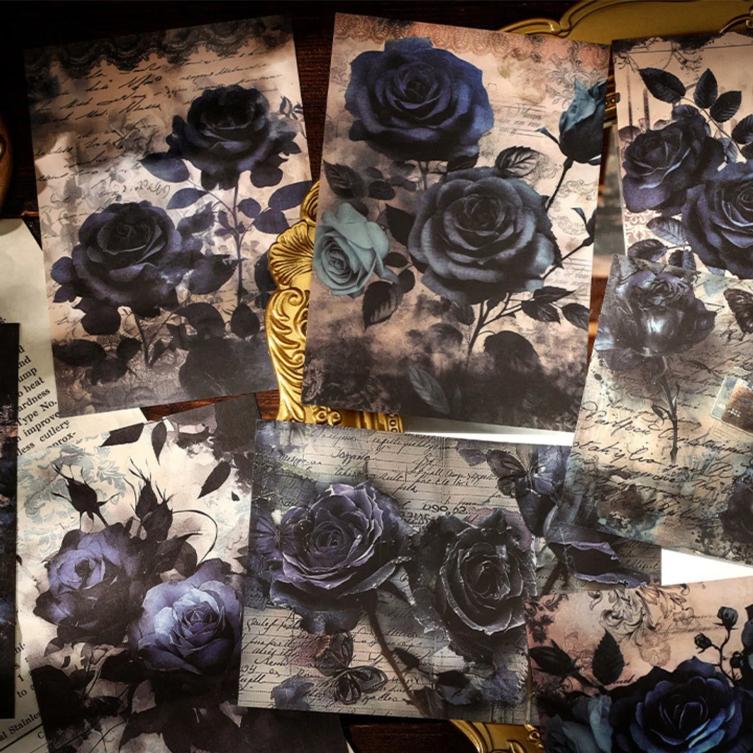 Dark Night Rose Series Dark Retro Style Decorative Background Paper