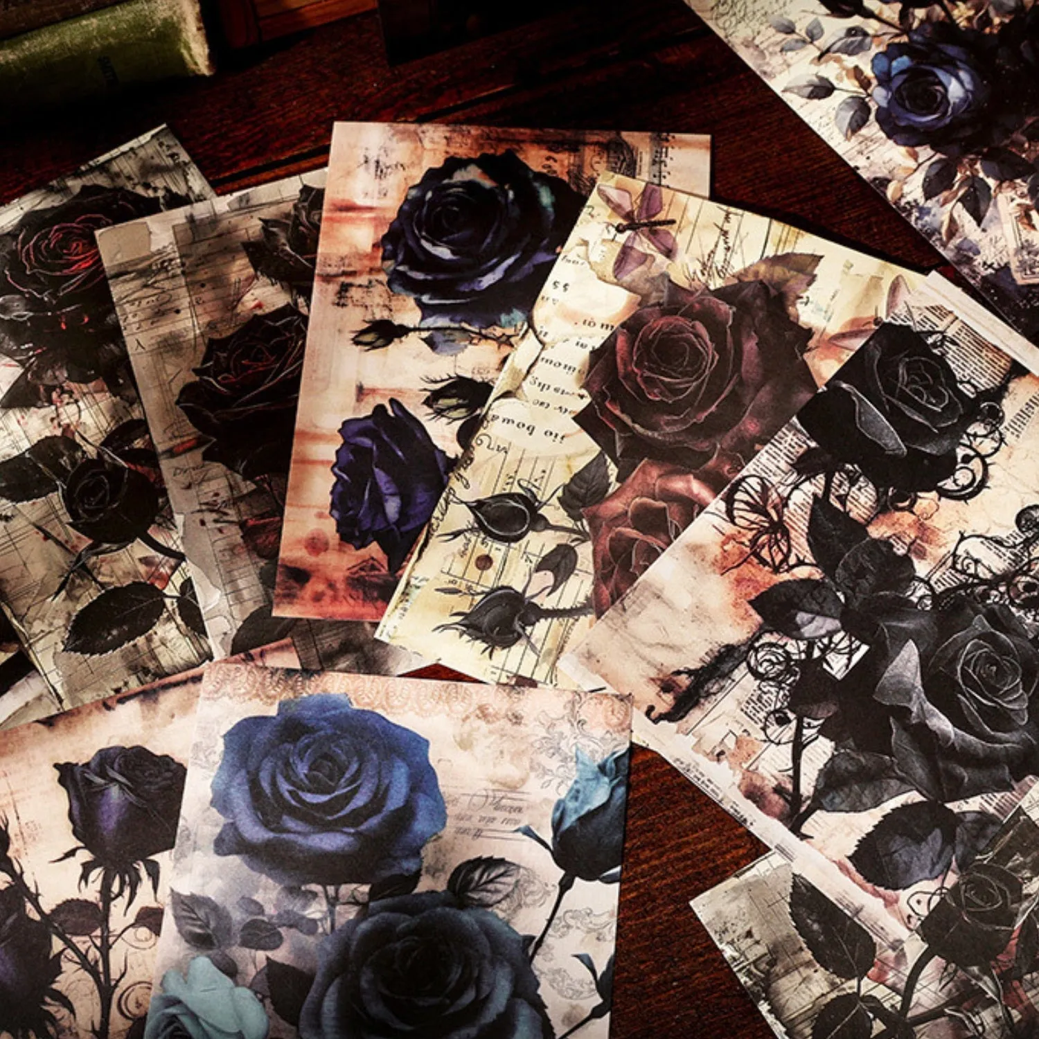 Dark Night Rose Series Dark Retro Style Decorative Background Paper