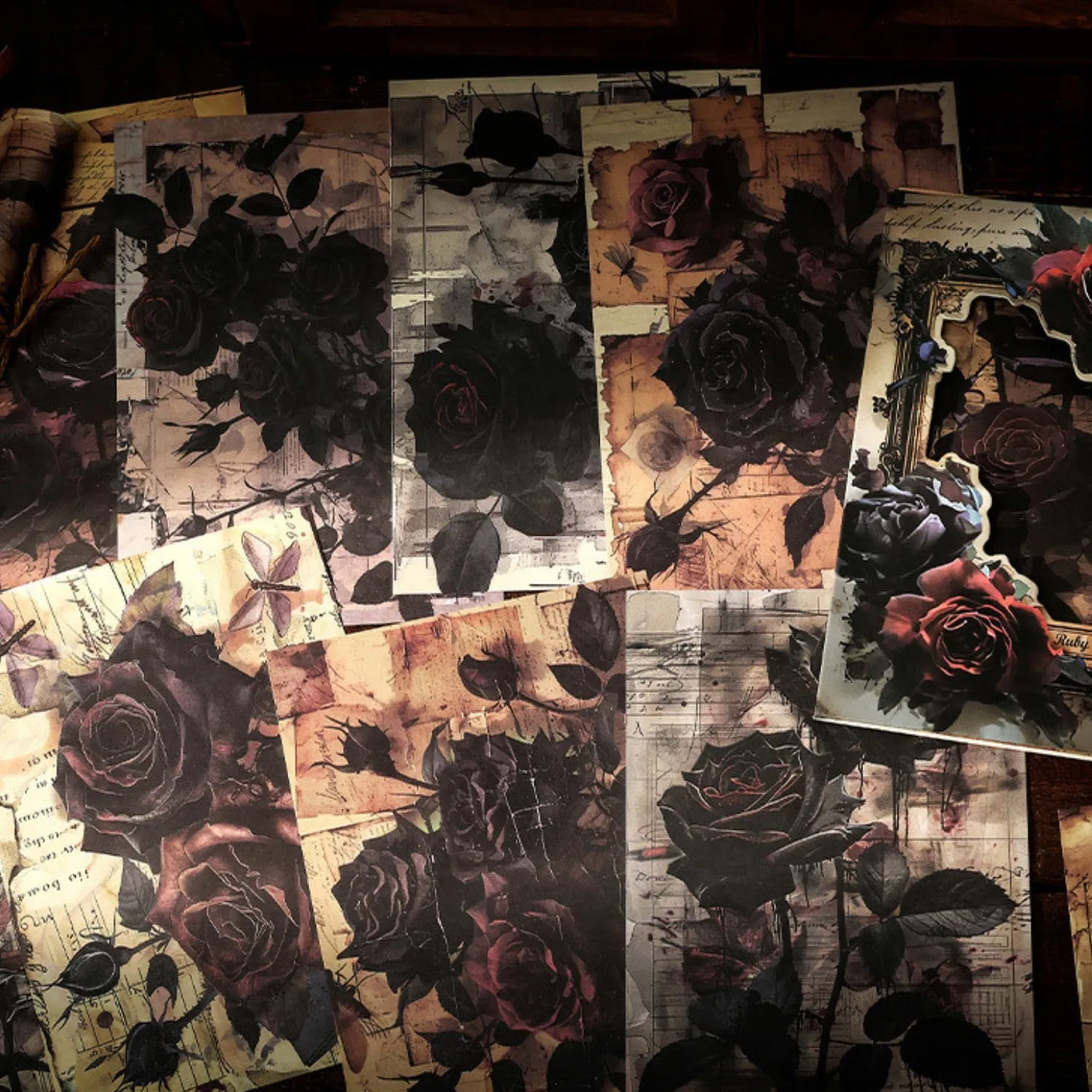 Dark Night Rose Series Dark Retro Style Decorative Background Paper