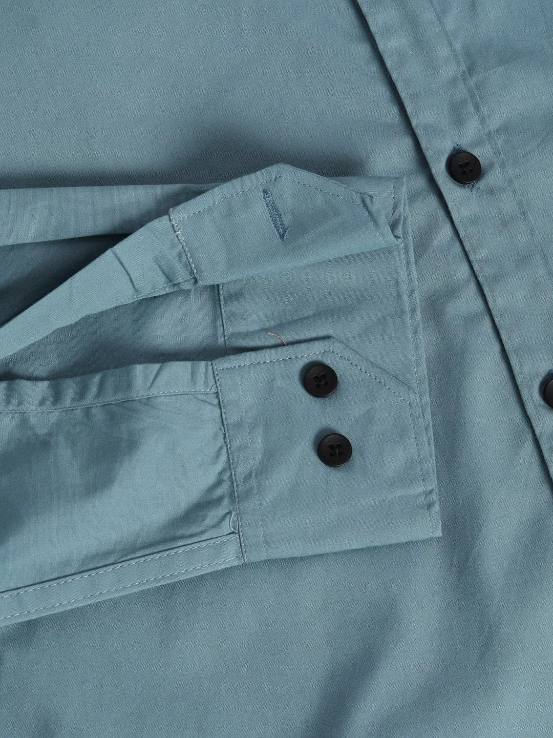 Dark Pastel Blue Solid Cotton Shirt