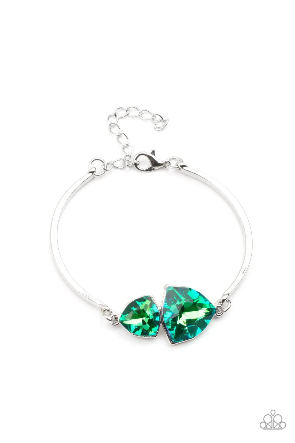 Deep Space Shimmer Iridescent Green Rhinestone Bracelet - Paparazzi Accessories