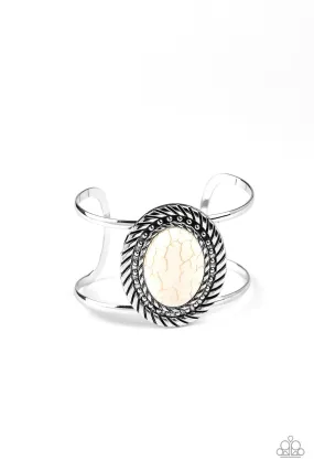 Desert Aura White Stone Cuff Bracelet - Paparazzi Accessories