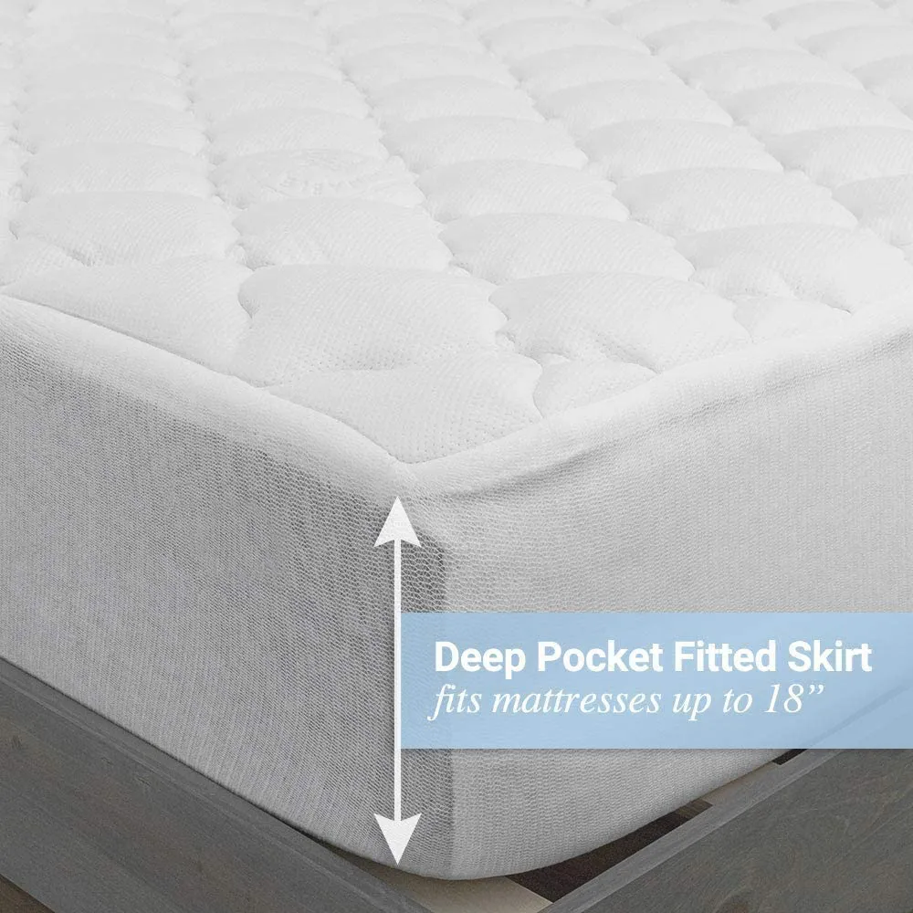 eLuxurySupply Double Thick Rayon Bamboo Mattress Topper with Fitted Skirt - Extra Plush Cooling Bamboo Mattress Pad - Hypoallergenic Down Alternative Fill - California King