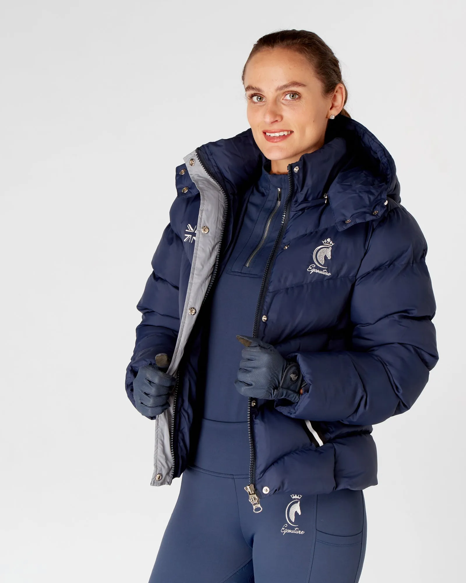 Exclusive Short Navy Puffer Coat  / Jacket - Detachable Hood