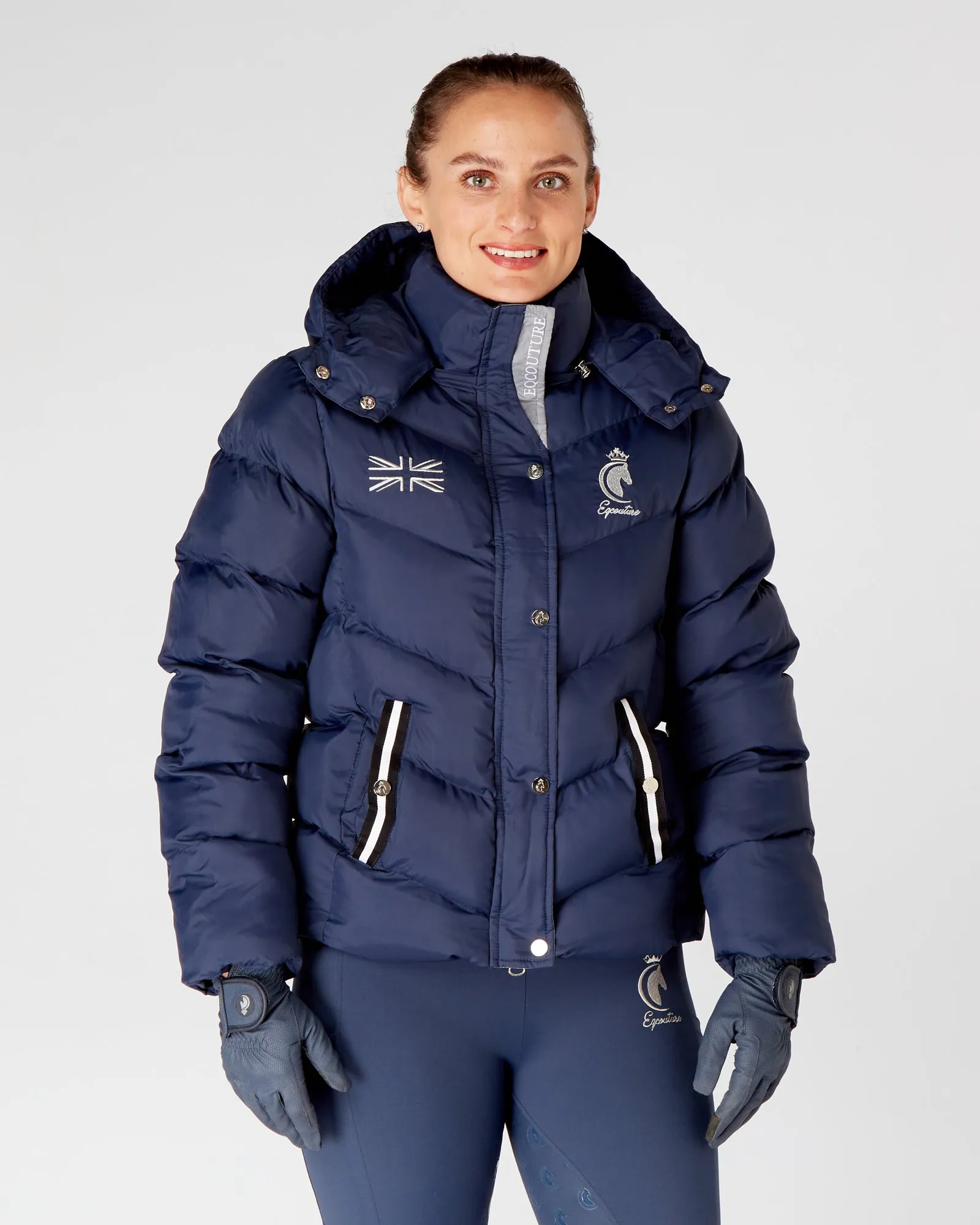 Exclusive Short Navy Puffer Coat  / Jacket - Detachable Hood