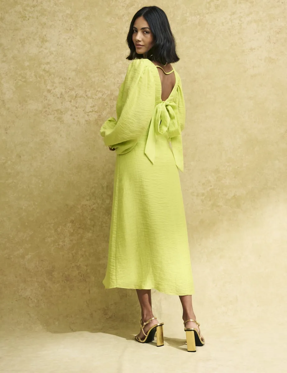 Fearne Cotton Lime Green Zendaya Midi Dress