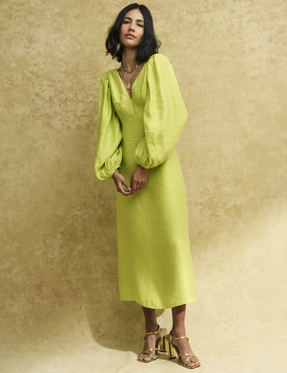 Fearne Cotton Lime Green Zendaya Midi Dress