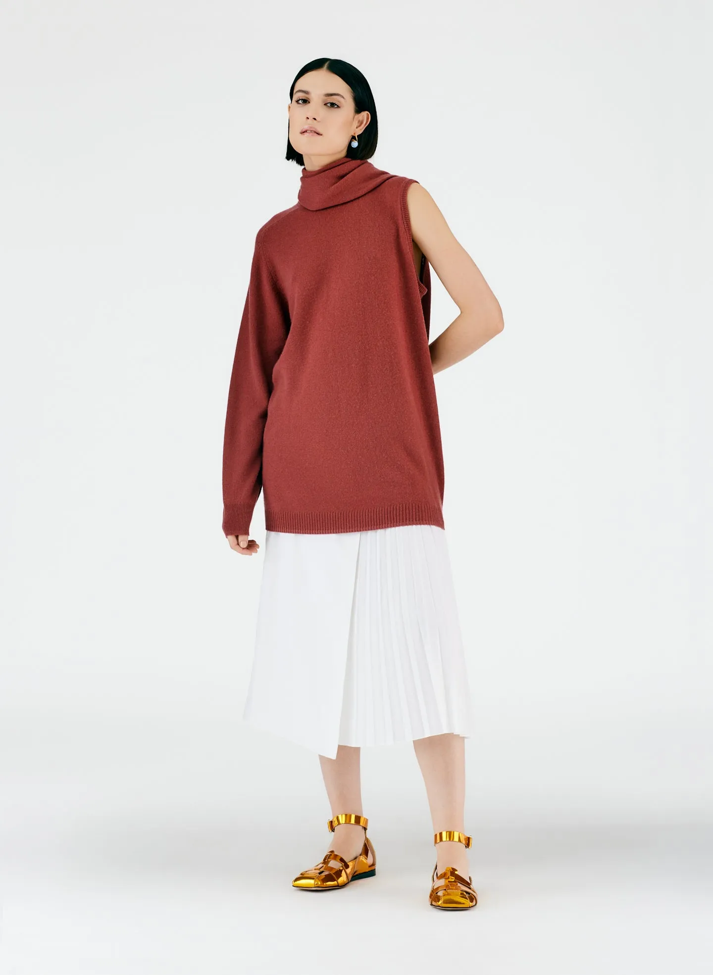 Feather Weight Cashmere Cutout Sleeve Pullover