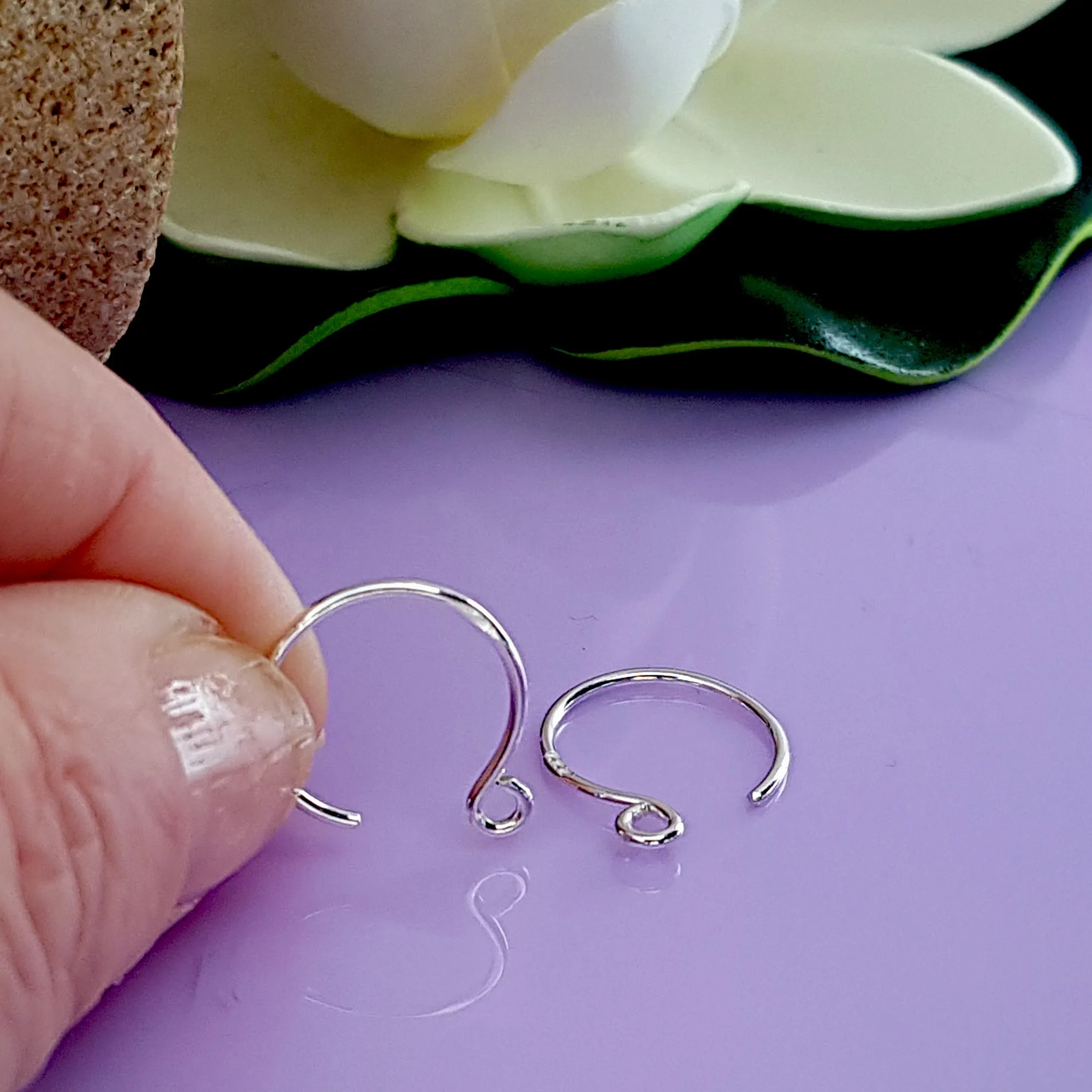 Fine Silver Circle Ear Wires/Hooks 15mm 10 pc Pack Handmade Findings | FS-016EH-5