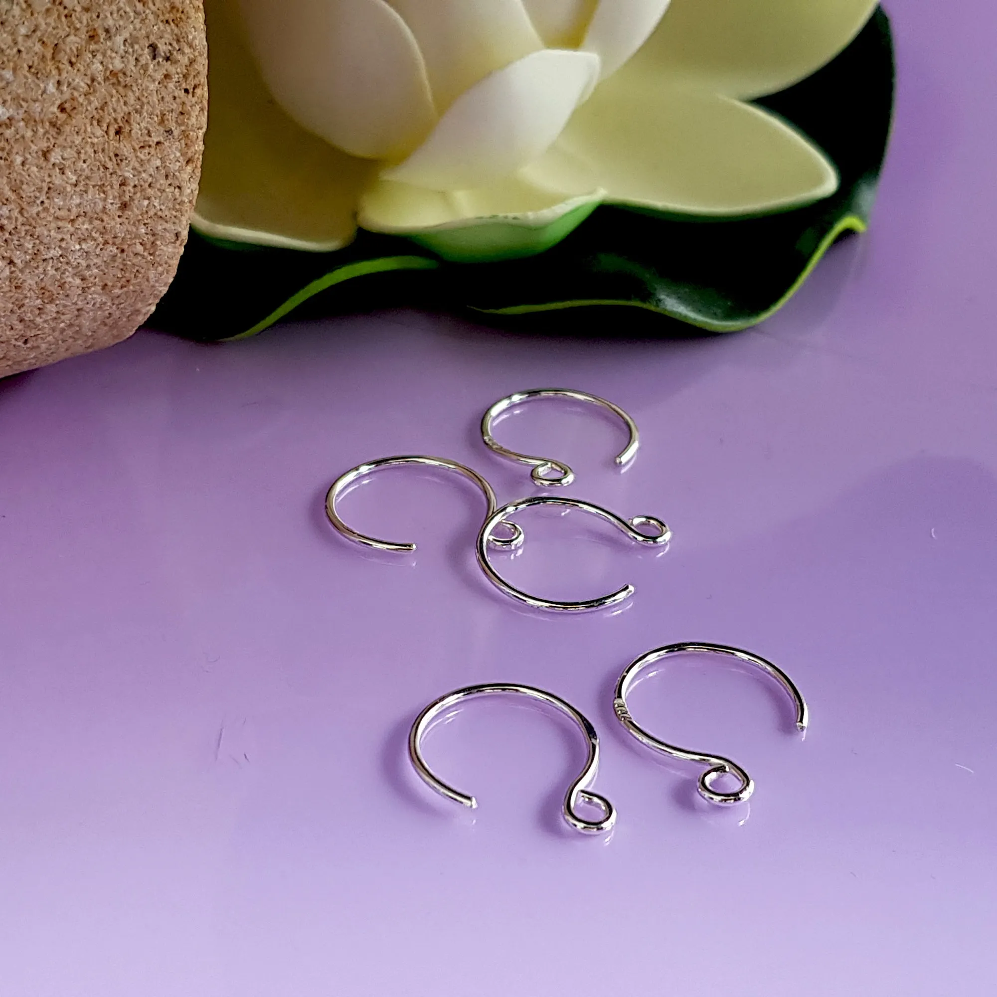 Fine Silver Circle Ear Wires/Hooks 15mm 10 pc Pack Handmade Findings | FS-016EH-5